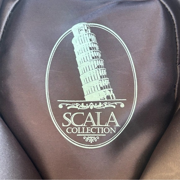 Scala Genuine Fur Felt Fedora Hat 7 1/8(57cm)Made in USA Classic Brown w/Feather - Picture 11 of 14